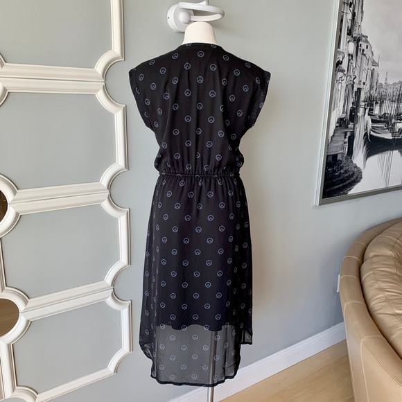 Overwatch Logo Tie Waist Chiffon Cosplay Midi Dress in Black Size Large - Picture 7 of 10